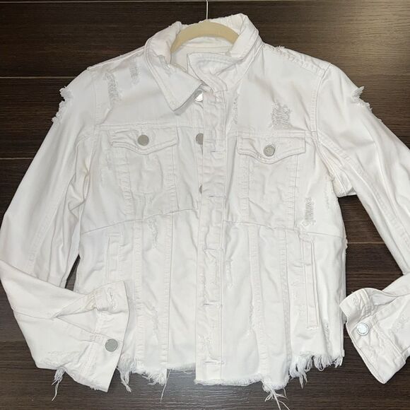 BLANKNYC Frayed Distressed Denim Jacket, Small - Picture 5 of 8